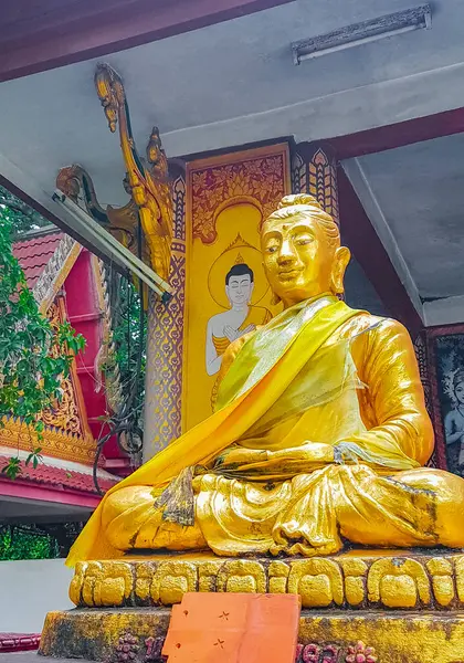 Statue Bouddha Doré Dans Temple Wat Phra Yai Big Buddha — Photo