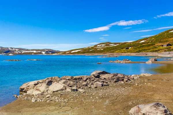 Удивительная Панорама Озера Ваватн Видом Скалы Горы Летом Хемседал Норвегия — стоковое фото