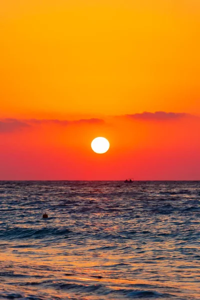 Rainbow Colors Most Beautiful Sunset Ialysos Beach Rhodes Island Greece — Stock Photo, Image