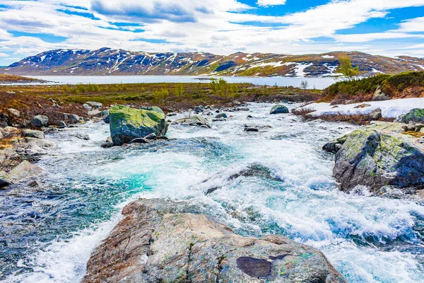 Vavatn Gölünün Kıyısındaki Güzel Storebottane Nehri Hemsedal Norveç Yaz Manzarasında — Stok fotoğraf