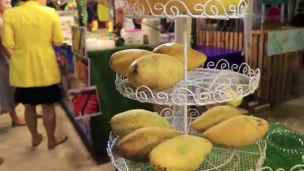 Тайский Ночной Рынок Уличной Еды Бангкоке Таиланд — стоковое видео