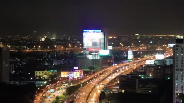 Město Panorama Bangkok Noci Mrakodrap Město Světla Thajsko — Stock video