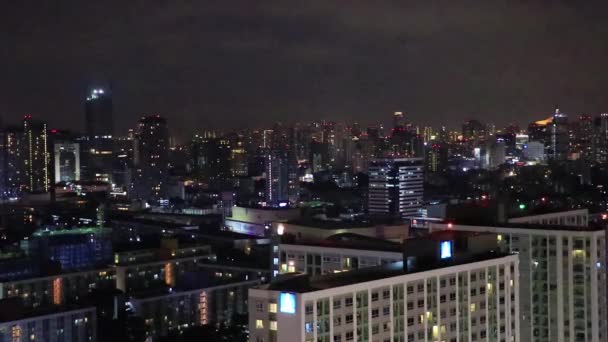 City Panorama Bangkok Night Skyscraper Cityscape Lights Thailand — Stock Video