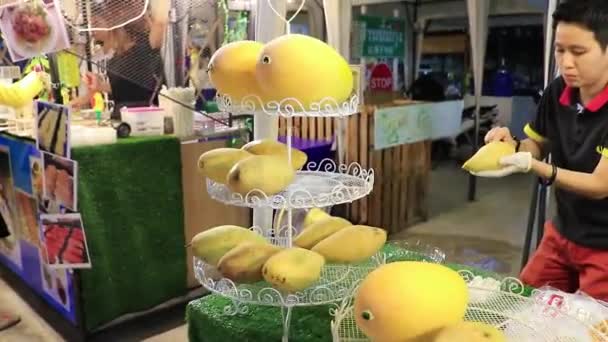 Bangkok Thailanda Mai 2018 Mango Fructe Proaspete Thai Night Market — Videoclip de stoc