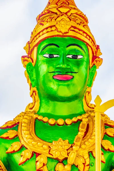 Zielony Posąg Boga Architektura Świątyni Wat Plai Laem Wyspie Koh — Zdjęcie stockowe