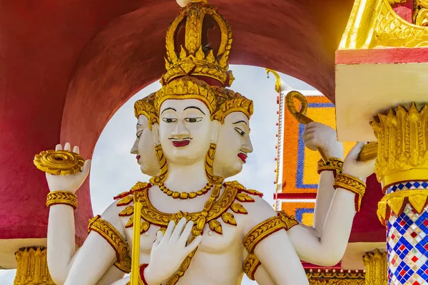 Kolorowe Posągi Boga Architektura Świątyni Wat Plai Laem Wyspie Koh — Zdjęcie stockowe
