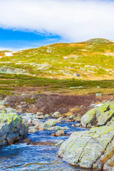 Schöner Storebottane Fluss Vavatn See Mit Schnee Der Sommerlandschaft Hemsedal — Stockfoto