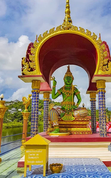 Статуя Архітектура Зеленого Бога Храмі Ват Плей Лаем Острові Кох — стокове фото