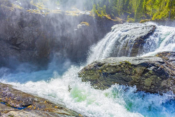 Snel Stromend Rivierwater Van Waterval Rjukandefossen Hemsedal Viken Noorwegen — Stockfoto