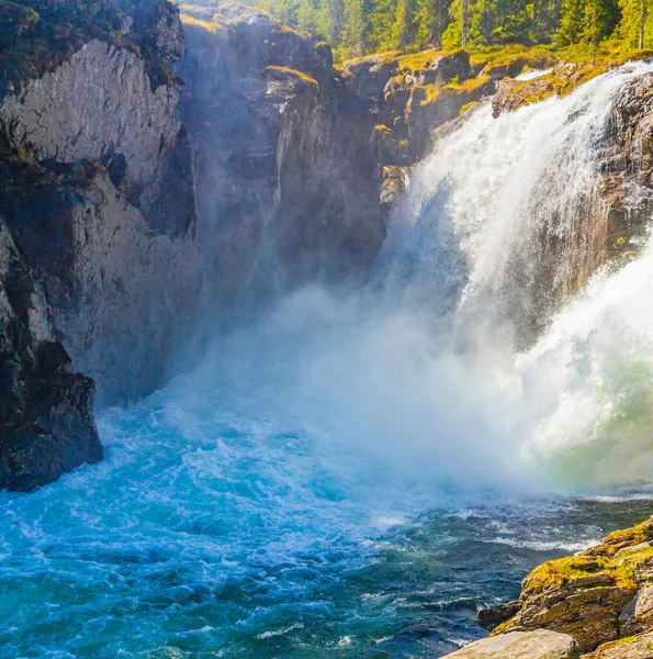 Rjukandefossen Hemsedal Viken Noruega Cachoeira Mais Bonita Europa — Fotografia de Stock