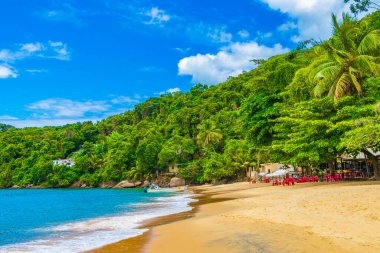 Büyük tropikal ada Ilha Grande Praia de Palmas plajı Angra dos Reis Rio de Janeiro Brezilya.