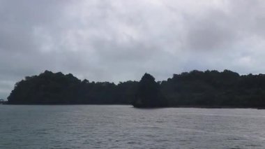 Thani Tayland feribotu ile tropikal arazide turkuaz su üzerinden Don Sak 'a git..
