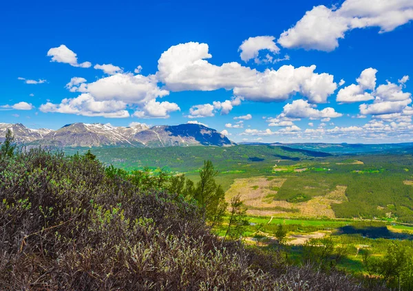 Yazın Dağlarda Kar Yağan Hydalen Hemsedal Norveç Güzel Vadi Manzarası — Stok fotoğraf