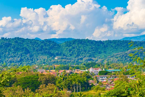 Panorama Górskiego Krajobrazu Miasta Luang Prabang Laosie Zwiedzanie Świata Azji — Zdjęcie stockowe