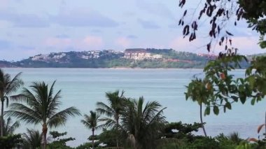 Muhteşem Koh Samui adası plajı ve Tayland 'da turkuaz suyu olan manzara manzarası..