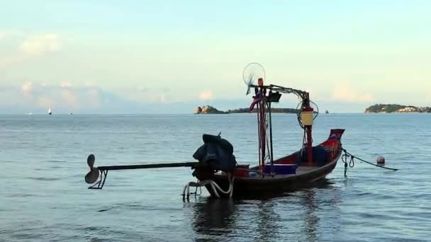 Longtail Båtar Från Fiskare Stranden Lång Svans Long Tail Båtar — Stockvideo