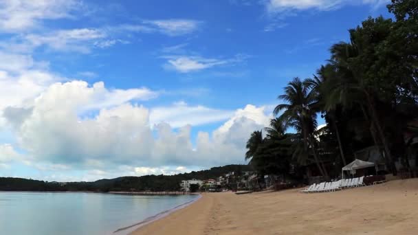 Fantastisk Koh Samui Strand Och Landskap Panorama Med Semesterorter Båtar — Stockvideo