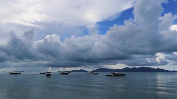 Panorama Phut Beach Com Barcos Ilha Koh Samui Com Vista — Vídeo de Stock