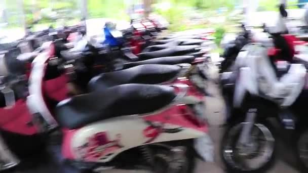 Surat Thani Thailand Mei 2018 Hoeveel Huur Scooters Brommers Motoren — Stockvideo