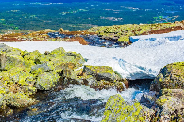 Csodálatos Panoráma Kilátás Nyílik Tetején Hydnefossen Vízesés Veslehdn Veslehorn Hegy — Stock Fotó