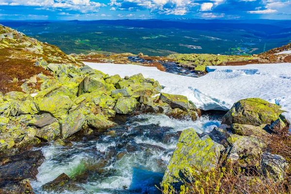 Incredibile Vista Panoramica Dalla Cima Della Cascata Hydnefossen Veslehdn Veslehorn — Foto Stock