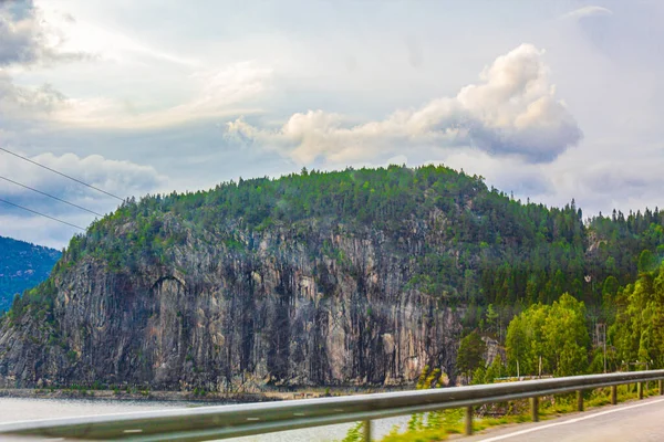 Driving Agder Kristiansand Norway Summer View Mountains Fjord — Stock Photo, Image