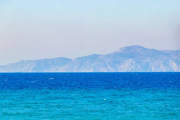 Kremasti Playa Con Aguas Turquesas Claras Vista Turquía Rodas Grecia — Foto de Stock