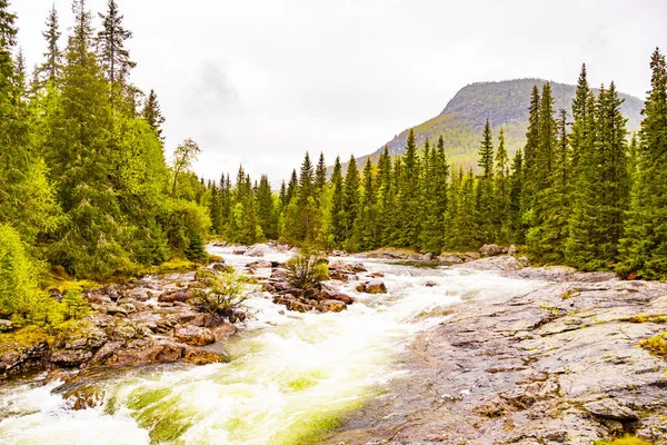 Gyors Folyó Víz Vízesés Rjukandefossen Hemsedal Viken Norvégia — Stock Fotó