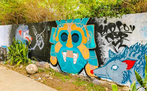 Playa Del Carmen México Abril 2021 Paredes Artísticas Con Pinturas — Foto de Stock