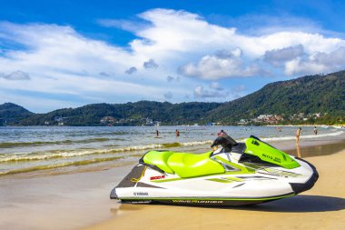 Kathu Phuket Thailand 13. October 2025 Jet ski jetski for tourists and turquoise blue water at the beach in Patong Beach Kathu District Phuket Island Province Southern Thailand in Southeast Asia.