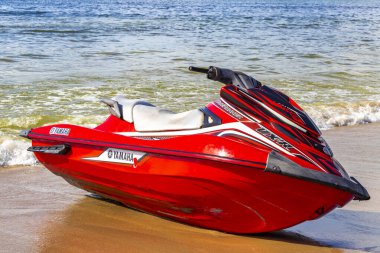 Kathu Phuket Thailand 13. October 2025 Jet ski jetski for tourists and turquoise blue water at the beach in Patong Beach Kathu District Phuket Island Province Southern Thailand in Southeast Asia.