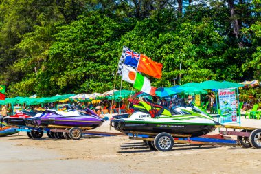 Kathu Phuket Thailand 13. October 2025 Jet ski jetski for tourists and turquoise blue water at the beach in Patong Beach Kathu District Phuket Island Province Southern Thailand in Southeast Asia.