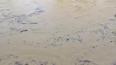 Kathu Bölgesi Phuket Adası, Tayland 23. Ekim 2025 Şiddetli yağış yağışı şiddetli muson yağmurları, Patong Sahili Phuket Tayland 'daki çöp ve eşyalar ile şehir sokaklarını sel basıyor..