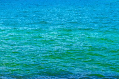 Rio de Janeiro Brezilya 'nın Angra dos Reis eyaletindeki sahil kıyılarında turkuaz yeşil sularda kaya kayaları..