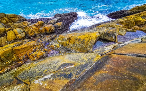 Rocky Kalim Plajı tropikal manzara manzarası turkuaz mavisi berrak su dalgaları ve kayalarla Patong Sahili Kathu Bölgesi Phuket Adası Güney Tayland.
