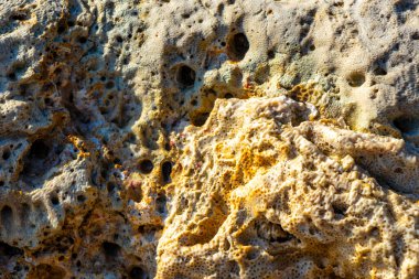 Güneydoğu Asya 'da Patong Sahili' nde Kathu Bölgesi Phuket Adası 'ndaki Turkuaz yeşil ve mavi sularda mercan mercan çakıl taşları ve kaya kayaları..