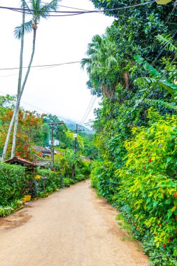Angra dos Reis Rio de Janeiro Brezilya Eyaleti 20. Kasım 2020 Vila do Abraao köyü turist sokakları, rıhtım plajı ve tropikal doğa ile Ilha Grande Büyük Adası Rio de Janeiro Brezilya.