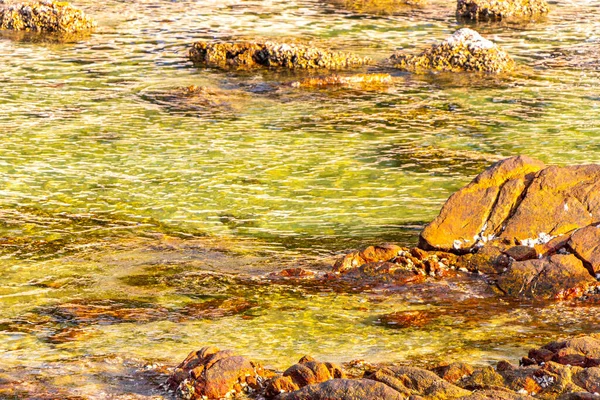 Rocky Kalim Sahili tropikal sahil kıyısı turkuvaz mavisi berrak su dalgaları kum kayaları ve kayalar Patong Sahili Kathu Bölgesi Phuket Adası Güney Tayland Bölgesi.