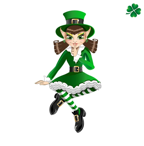 St. Patrick's Day. Leprechaun girl — Stock Vector