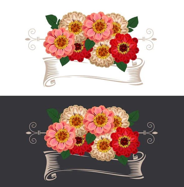 Ruban vintage avec fleurs — Image vectorielle