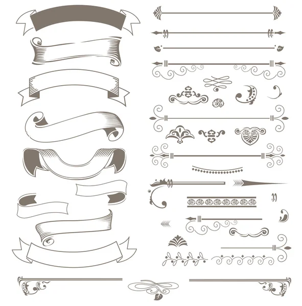 빈티지 리본 및 디자인 요소 — 스톡 벡터