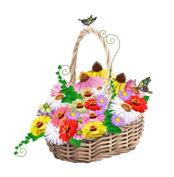 Cesta de flores — Vector de stock