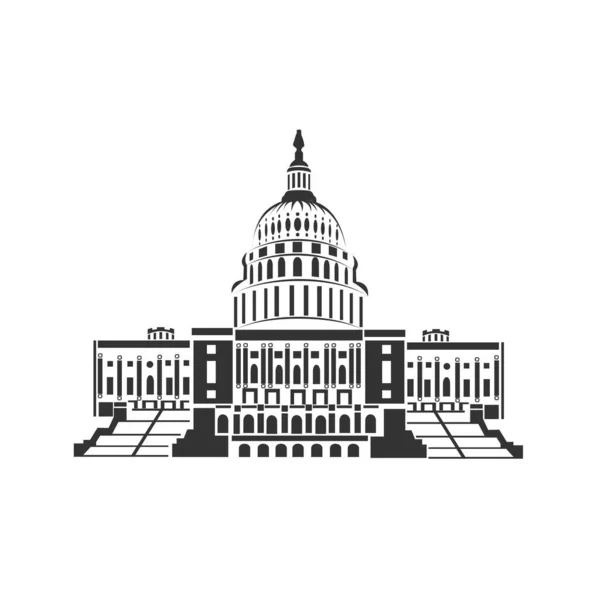 Капитолий Плоский Значок Белом Фоне Ориентир Путешествия Архитектура Вашингтона Векторная — стоковый вектор