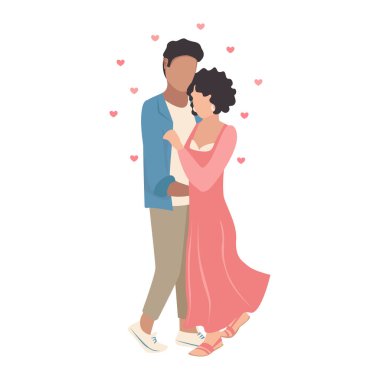 Sonsuza dek mutlu bir çift olacağız. Aşıkların düz vektör çizimi. Sevgililer günün kutlu olsun. Beyaz arkaplan üzerinde izole edilmiş.