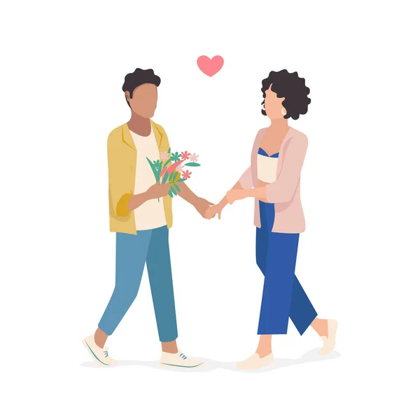 Feliz Pareja Amorosa Juntos Para Siempre Ilustración Vectorial Plana Amantes — Vector de stock