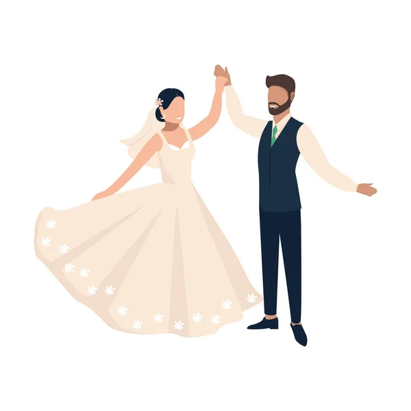 Šťastná Nevěsta Ženich Berou Plochá Vektorová Ilustrace Milenců Muže Ženy — Stockový vektor
