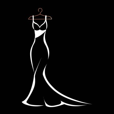 Askıda asılı kalmak, düğün, akşam veya balo için güzel bir dantel ve parıltılı bir elbisedir. Güzellik ve moda. Davetiye, broşür veya kart için arkaplan vektör çizimi şablonu.