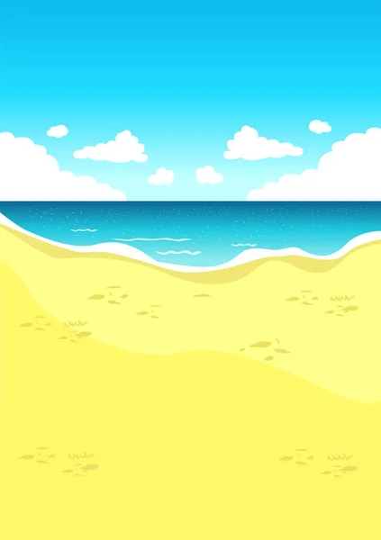 Vector Illustration Beautiful Summer Landscape Panoramic View Beach Sea Empty — Stock Vector