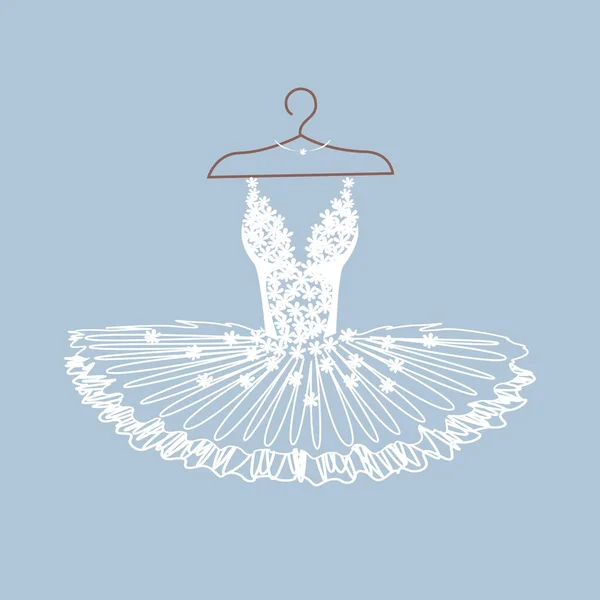 Beautiful Ballet Tutu Hanger Ballet Dress Lace Bodice Vector Illustration — Stockový vektor