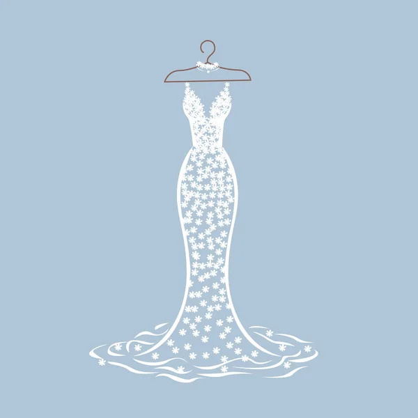 Beautiful Lace Dress Hangs Hanger Wedding Evening Prom Beauty Fashion — Stockvector